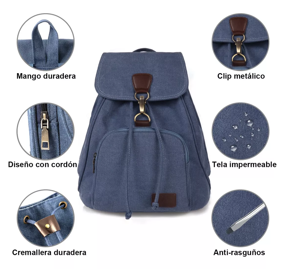 Foto 3 pulgar | Mochila Escolar Antirrobo Para Mujer Azul Marino