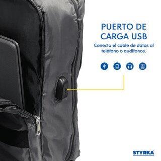 Foto 6 | Mochila Impermeable Para Laptop Styrka Con Puerto Usb Para Viaje Color Gris