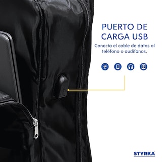 Foto 6 | Mochila Impermeable Para Laptop STYRKA Con Puerto Usb Para Viaje Color Negro