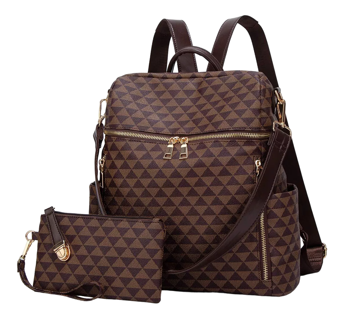 Foto 1 | Kit Mochila + Bolso Casuales Marrón 2 Piezas Mujer