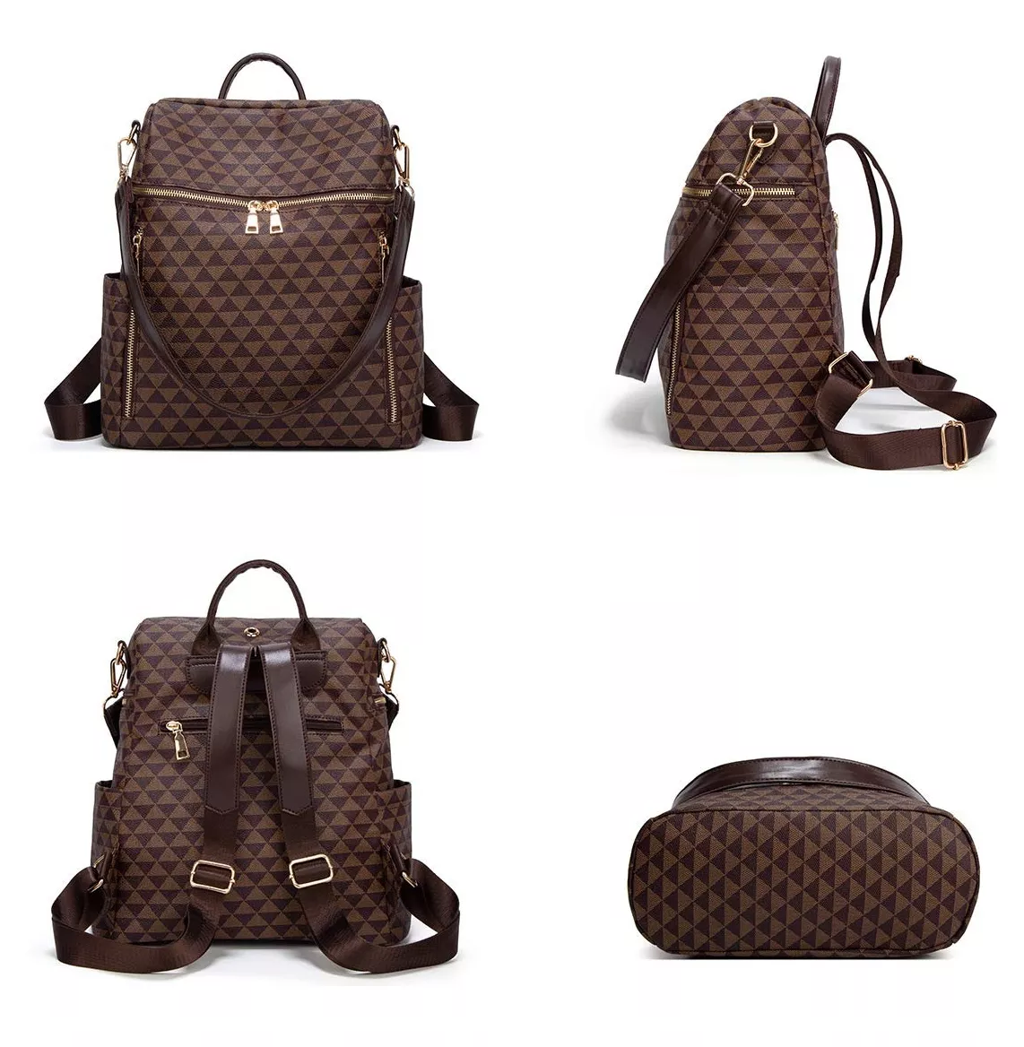 Foto 2 | Kit Mochila + Bolso Casuales Marrón 2 Piezas Mujer