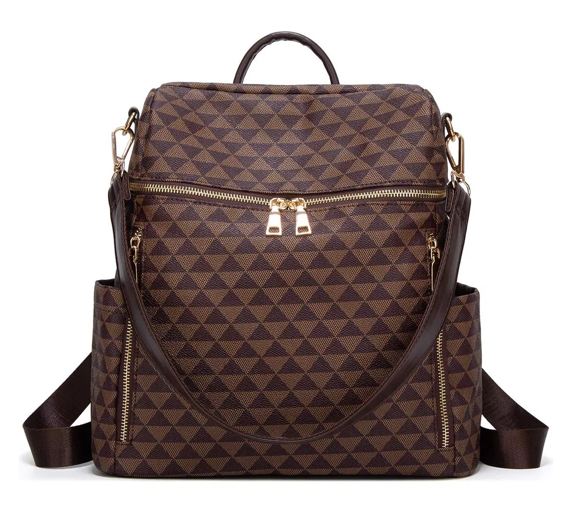 Foto 6 | Kit Mochila + Bolso Casuales Marrón 2 Piezas Mujer