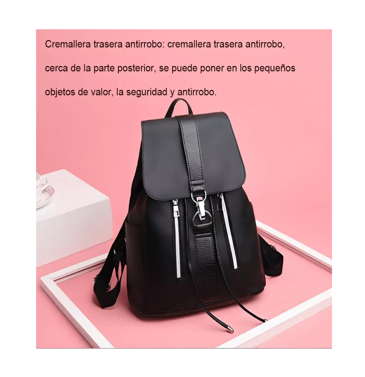 Foto 5 pulgar | Bolso Negro Multifuncional Impermeable Antirrobo Para Mujer