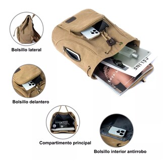 Foto 5 | Mochila Antirrobo Mujer Caqui Para Laptop