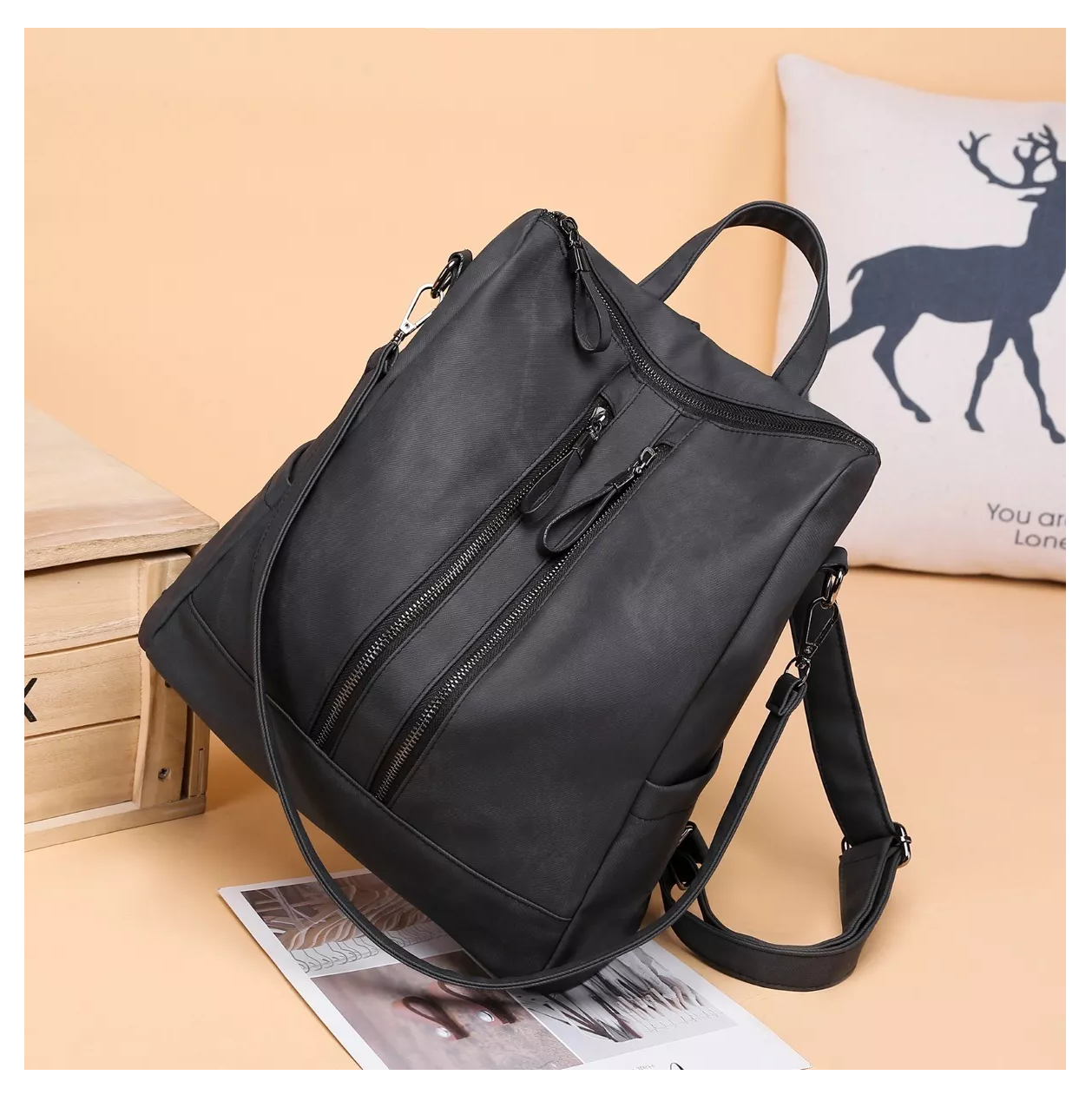 Foto 4 pulgar | Mochila de Moda Casual Negra para Mujer