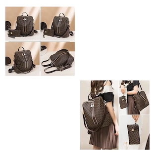 Foto 2 | Kit de Mochila + Bolso Casuales Marrón Oscuro para Mujer