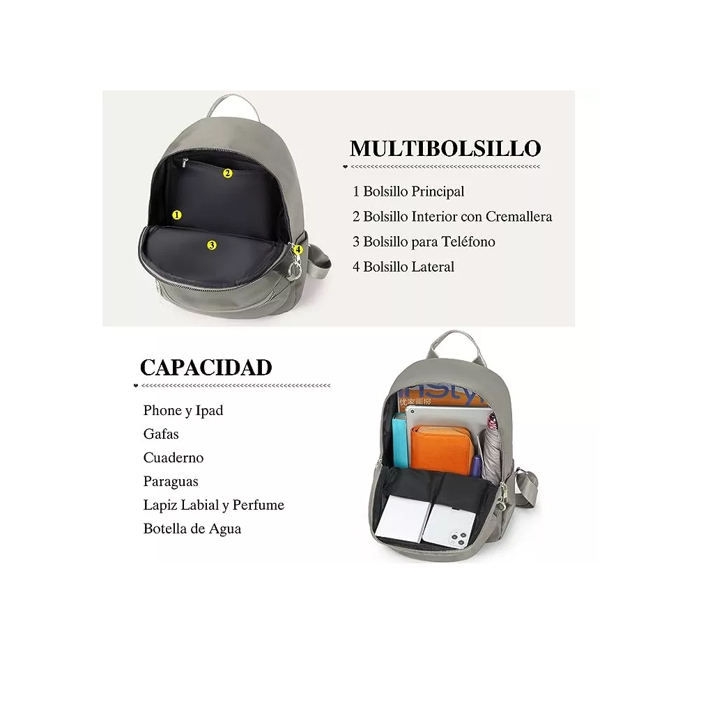 Foto 4 pulgar | Set de Bolsas y Mochilas Antirrobo Caqui