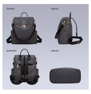 Foto 2 | Kit Mochila + Bolso Casuales Negras 2 Piezas Mujer