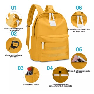 Foto 2 | Mochila de Moda Amarilla para Mujer