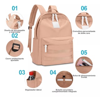 Foto 2 | Mochila Moda Viaje Beige Para Mujer Con Estilo Casual