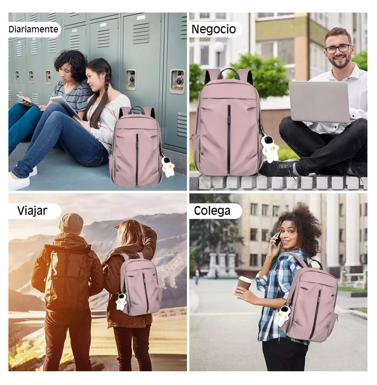 Foto 5 | Mochila Rosa Multifuncional Impermeable Resistente al Desgaste