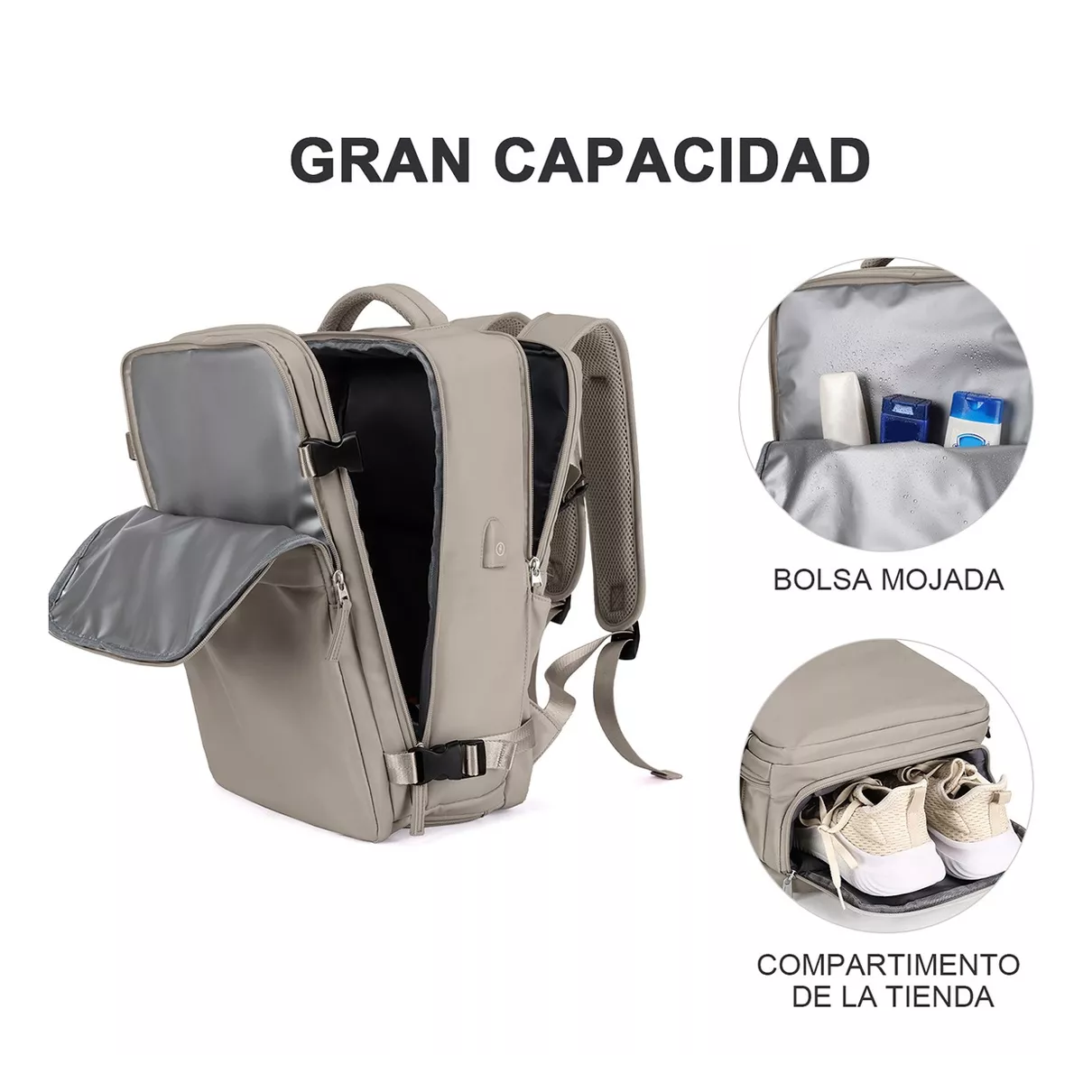 Foto 3 pulgar | Mochila de Viaje Grande 35l Gris