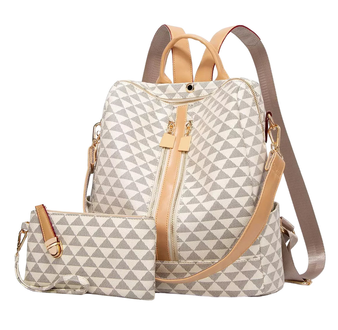 Kit de Mochila + Bolso Casuales Blancos para Mujer