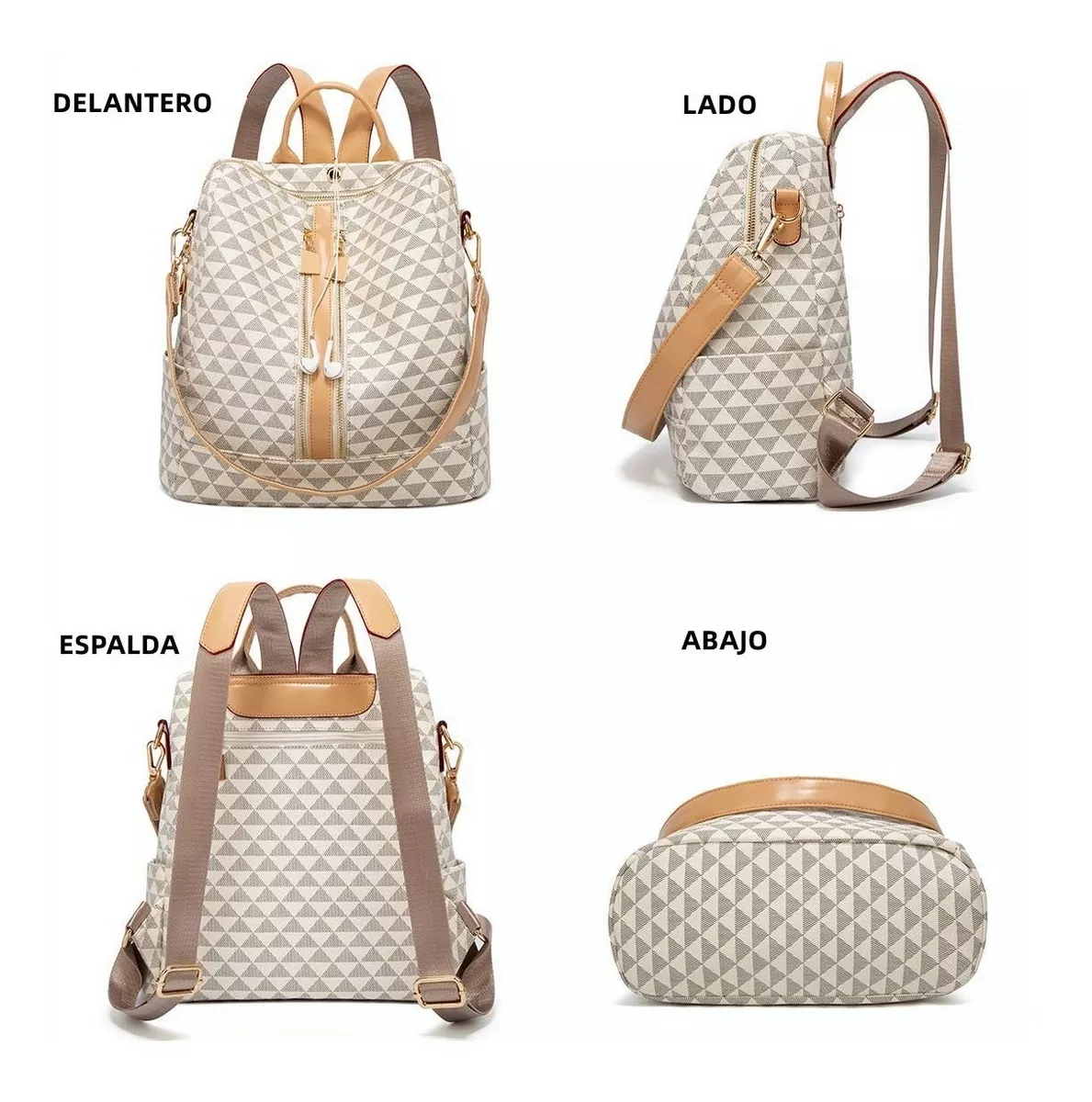 Foto 4 | Kit de Mochila + Bolso Casuales Blancos para Mujer