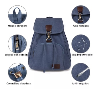 Foto 2 | Mochila Antirrobo Mujer Azul Para Viaje Diario