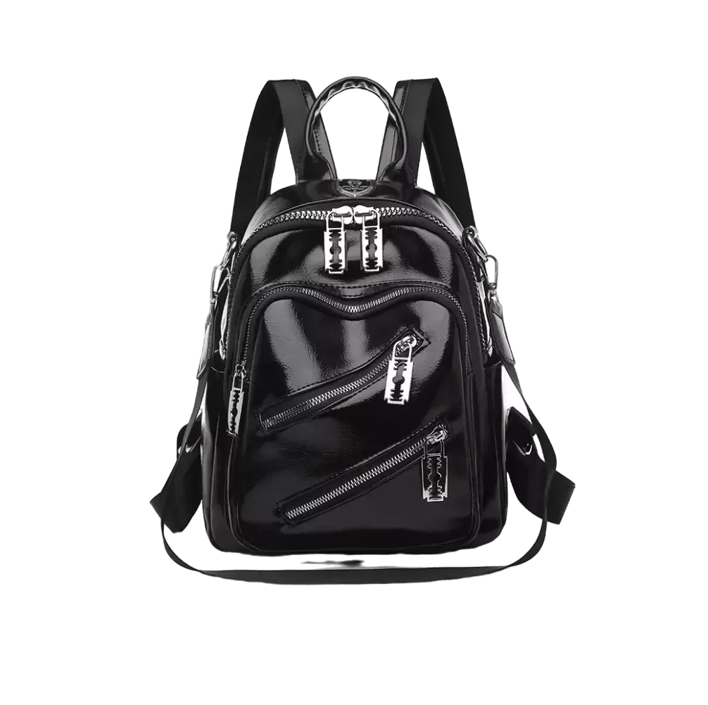 Mochila Cuero Suave Negra para Mujer