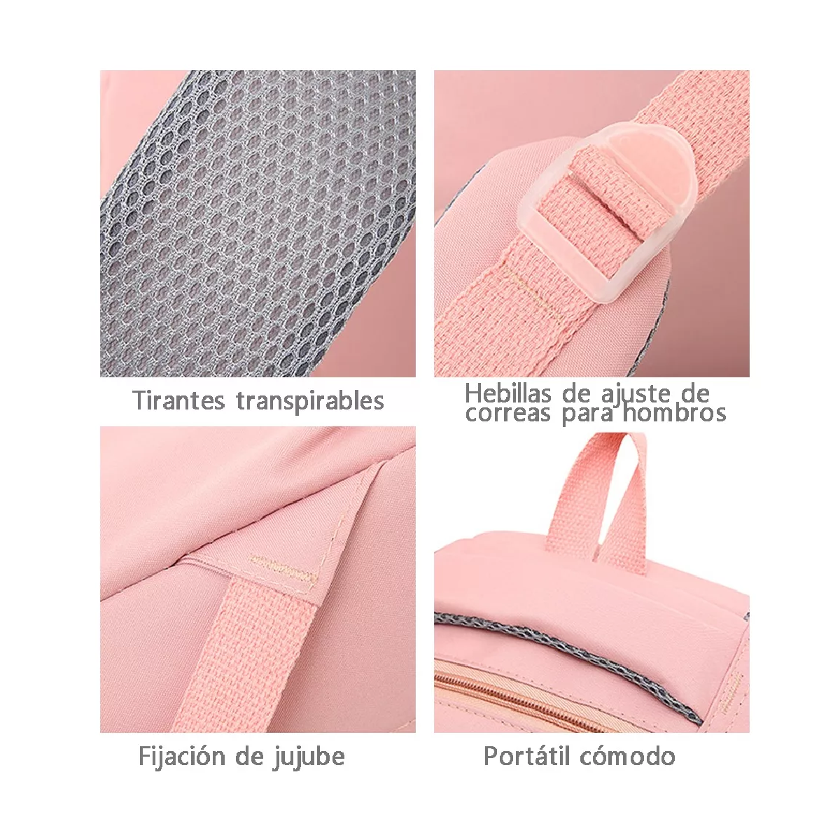 Foto 5 pulgar | Mochila Rosa Multifuncional para Mujer