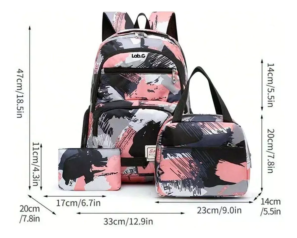 Foto 3 pulgar | Kit Mochila Moda Casual Bolso Lab.G Multicolor 3 Piezas