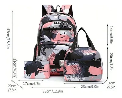 Foto 2 | Kit Mochila Moda Casual Bolso Lab.G Multicolor 3 Piezas