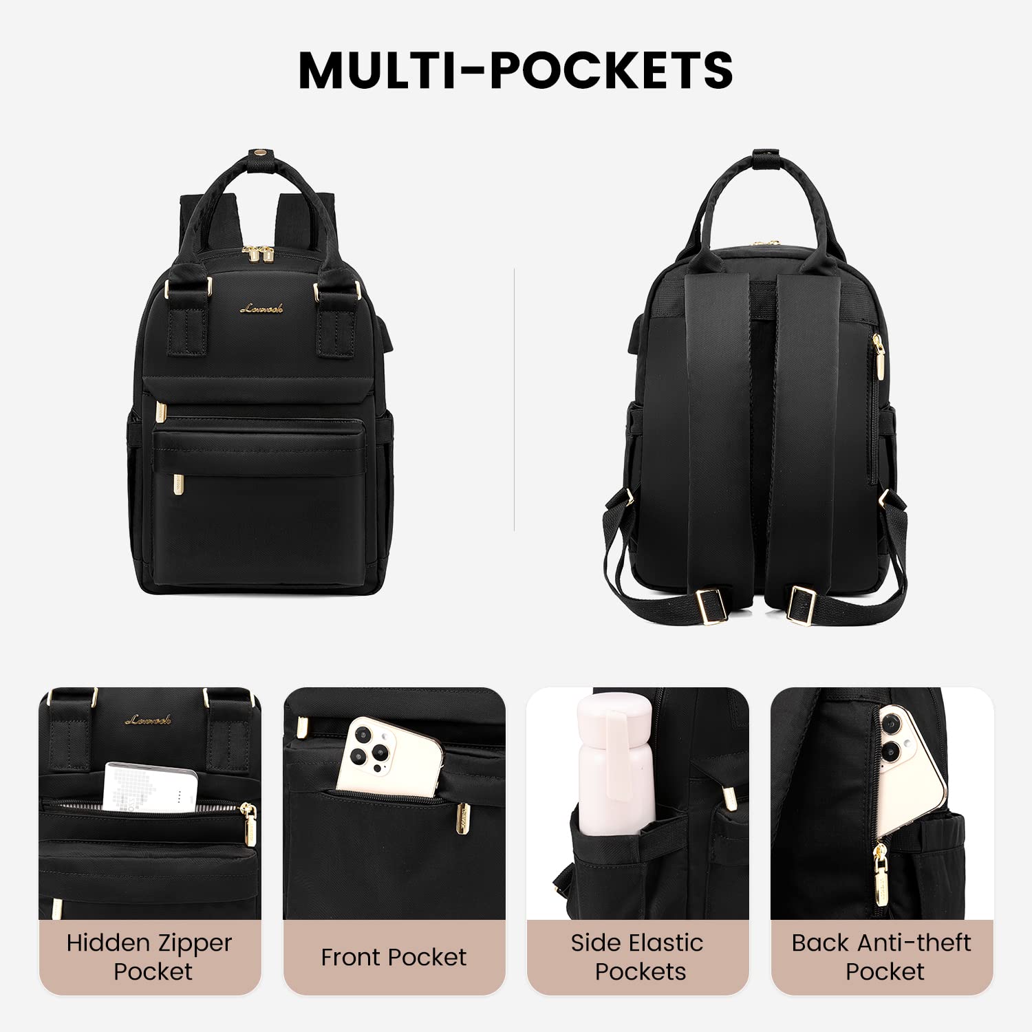Foto 3 pulgar | Mochila Casual Lovevook Negra-Venta Internacional