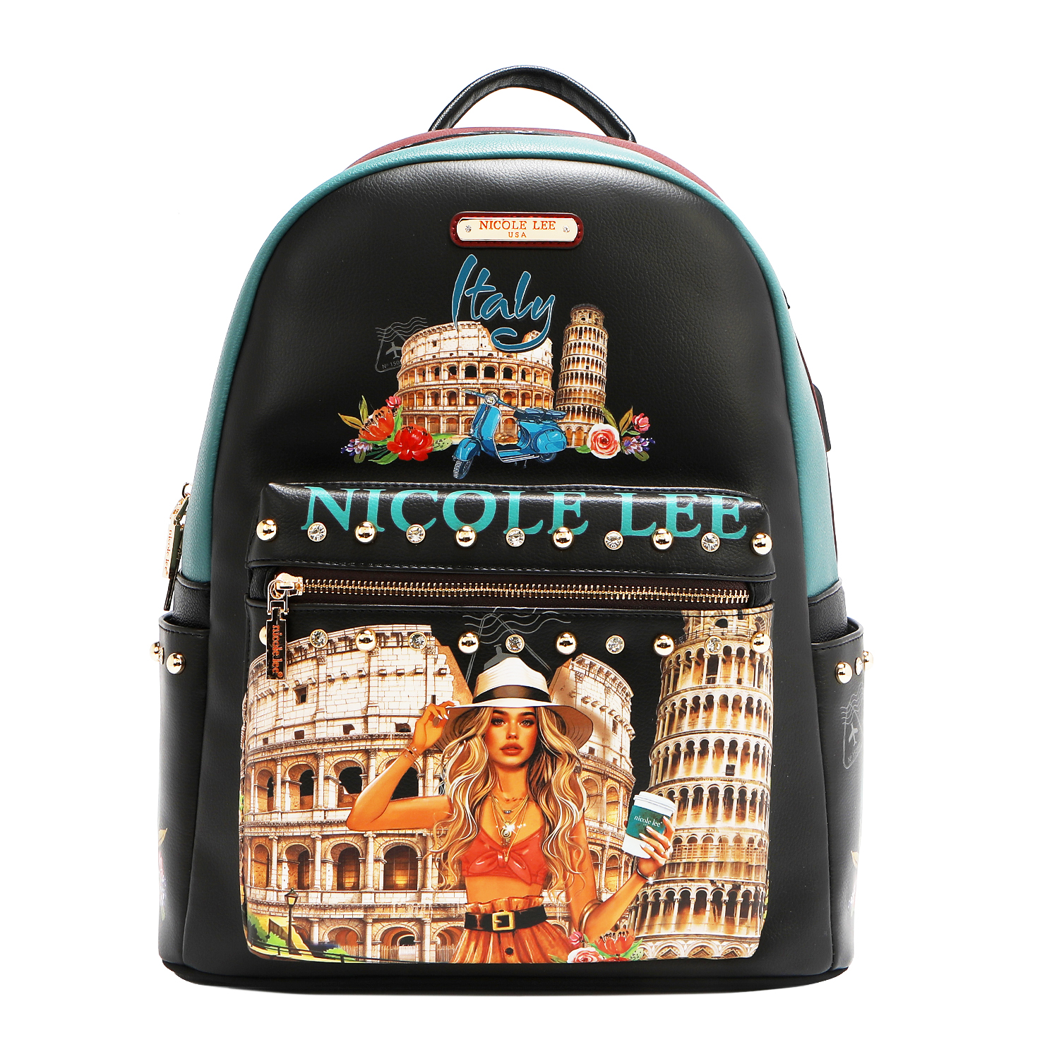 Foto 2 pulgar | Mochila Nicole Lee Print Porta Laptop Martha Travels