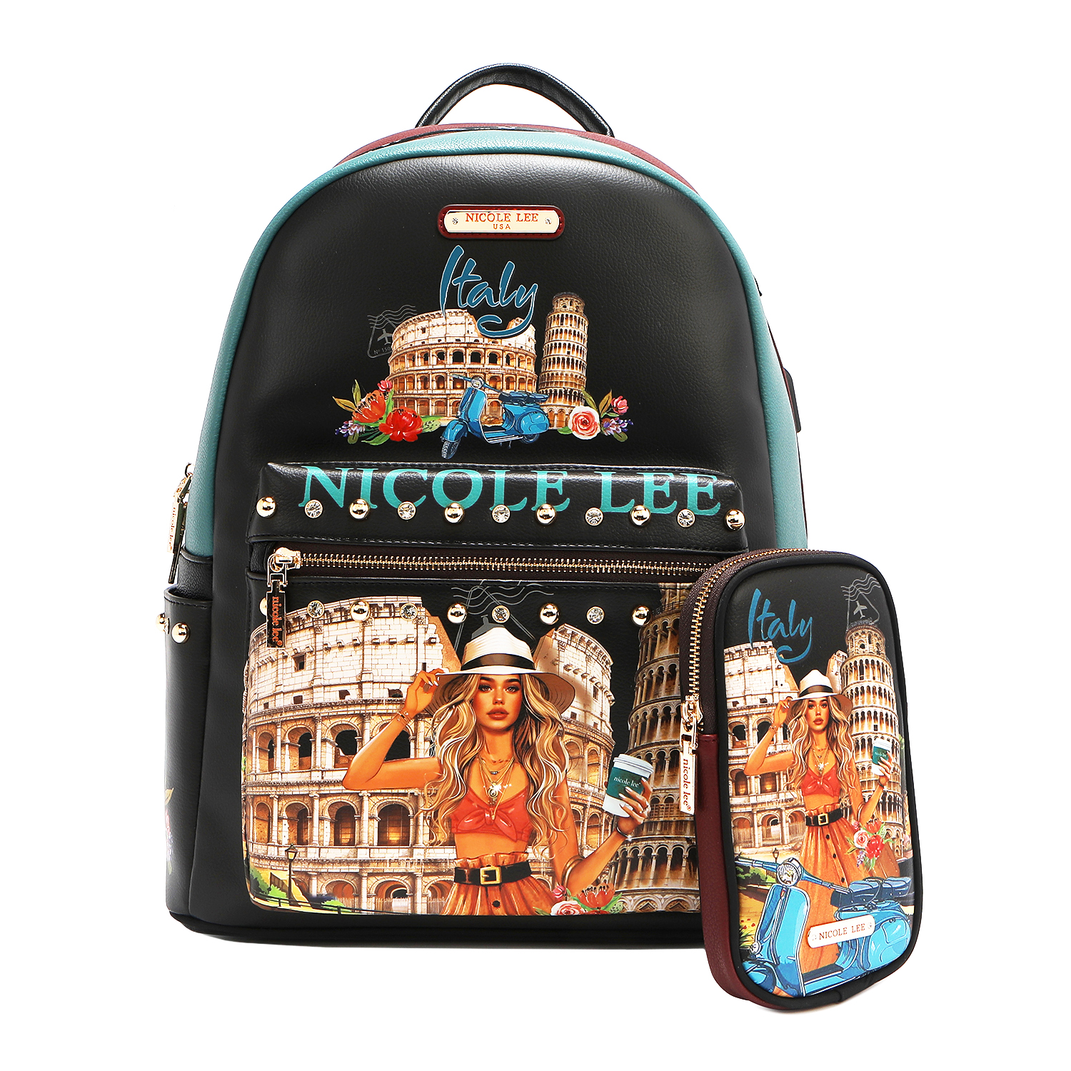 Foto 4 pulgar | Mochila Nicole Lee Print Porta Laptop Martha Travels