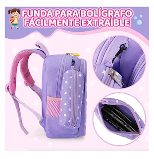 Foto 4 | Mochila Impermeable Para Estudiantes De Escuela Violeta