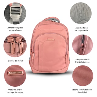 Foto 2 | Mochila Golden Star Escolar Urbana Lisa Df-8953 Color Coral