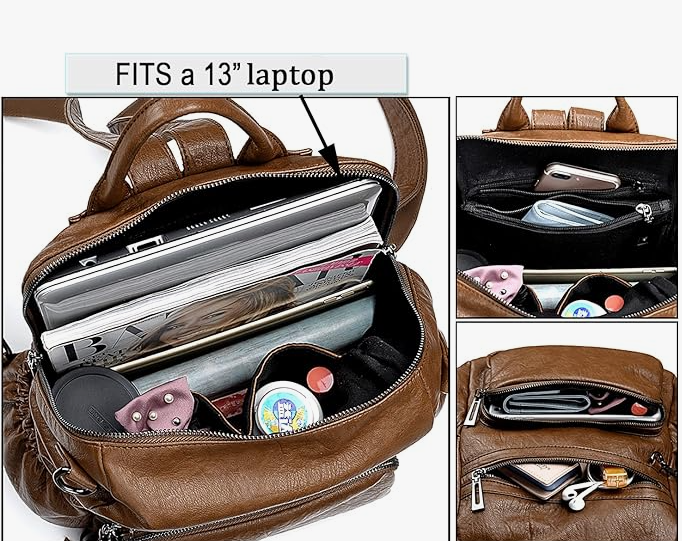 Foto 3 | Mochila de Piel Xtellar Marrón para Mujer