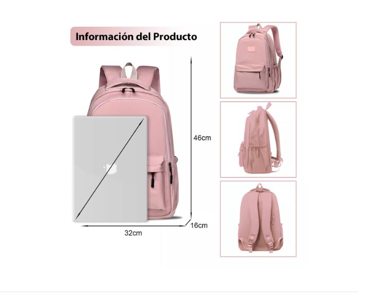 Foto 3 pulgar | Mochilas Para Hombre Mujer Mochila Laptop Escolar 30l Rosa Xtellar