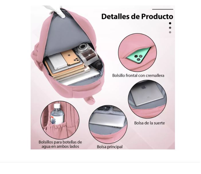 Foto 5 pulgar | Mochilas Para Hombre Mujer Mochila Laptop Escolar 30l Rosa Xtellar