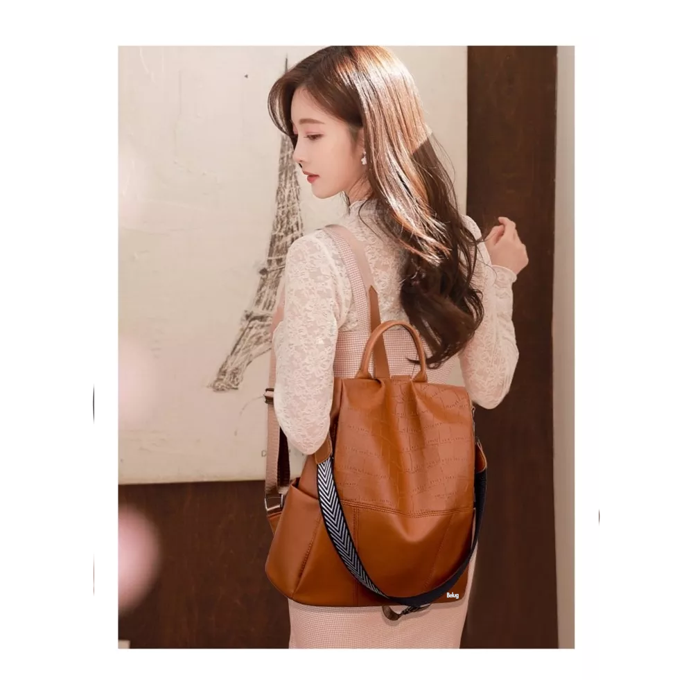 Foto 4 pulgar | Bolsa Mochila Belug Moda De Mujer Super Calidad Antirrobo, Marrón A