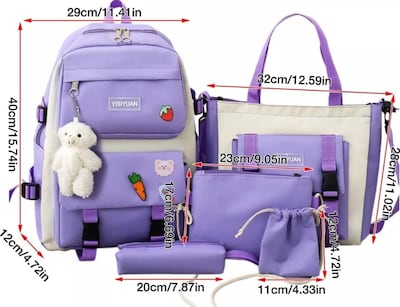 Foto 4 | Set 5 Mochila Xtellar Violeta Bolsa Lonchera Escolar para Niñas