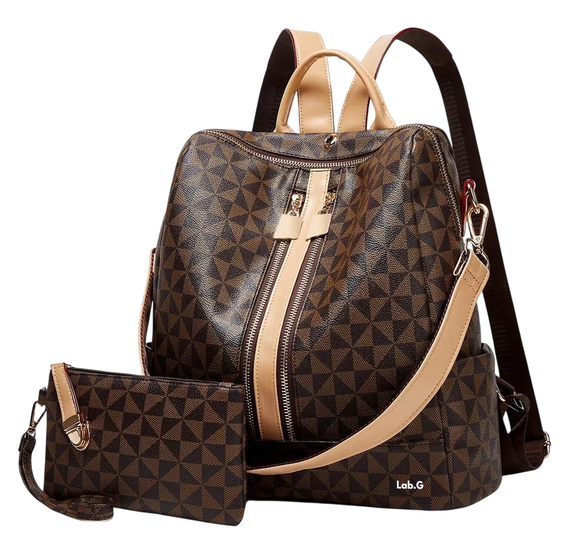 Foto 2 pulgar | Kit De Mochila Moda Casual Bolso Casual Para Mujer 2 Piezas, Marrón Oscuro