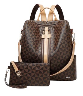 Foto 4 | Kit De Mochila Moda Casual Bolso Casual Para Mujer 2 Piezas, Marrón Oscuro