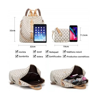 Foto 3 | Set Mochila Moda Casual Para Mujer, 2 Piezas, Blanco Belug