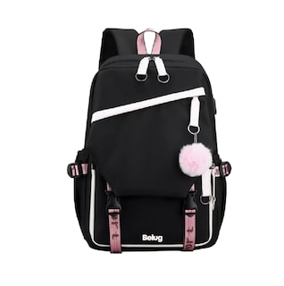 Foto 1 | Mochila Kawaii Estilo Coreano Juvenil Moda Con Puerto Usb Rosa Negro Belug