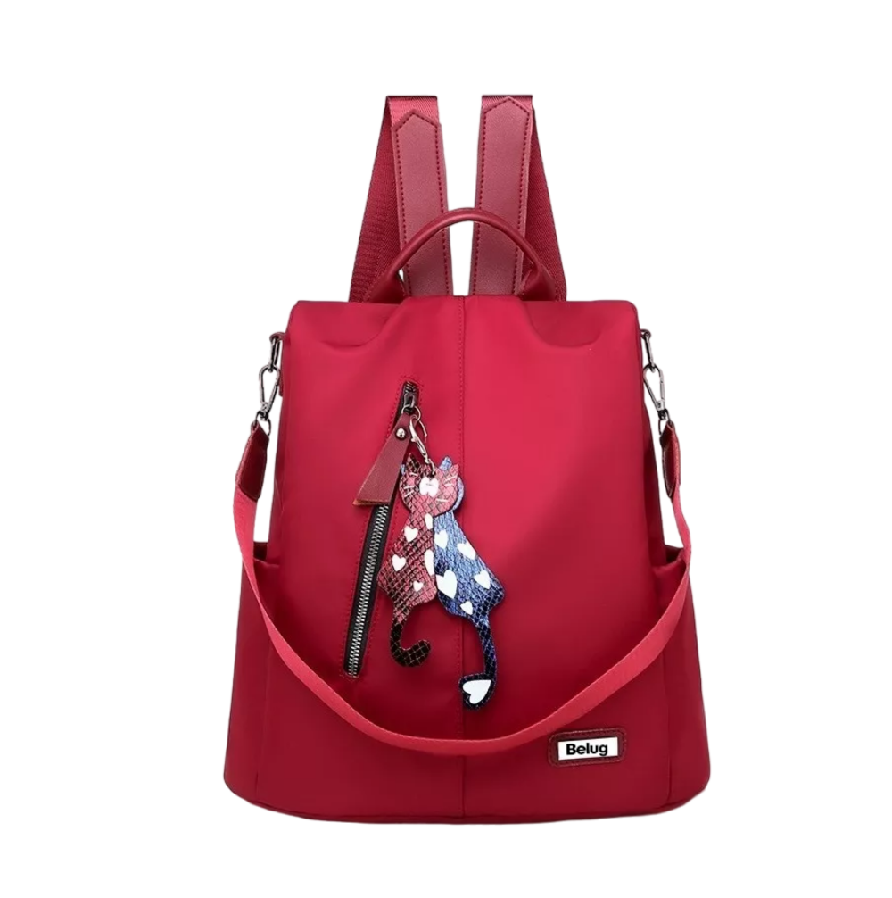 Foto 1 | Mochila Bolsa Para Dama Antirrobo Impermeable Nailon Moda Clásico Roja Belug