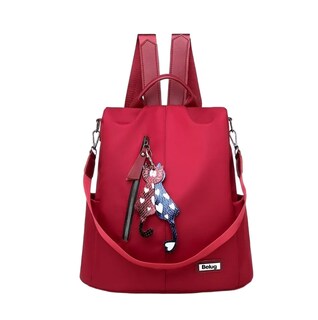 Foto 1 | Mochila Bolsa Para Dama Antirrobo Impermeable Nailon Moda Clásico Roja Belug