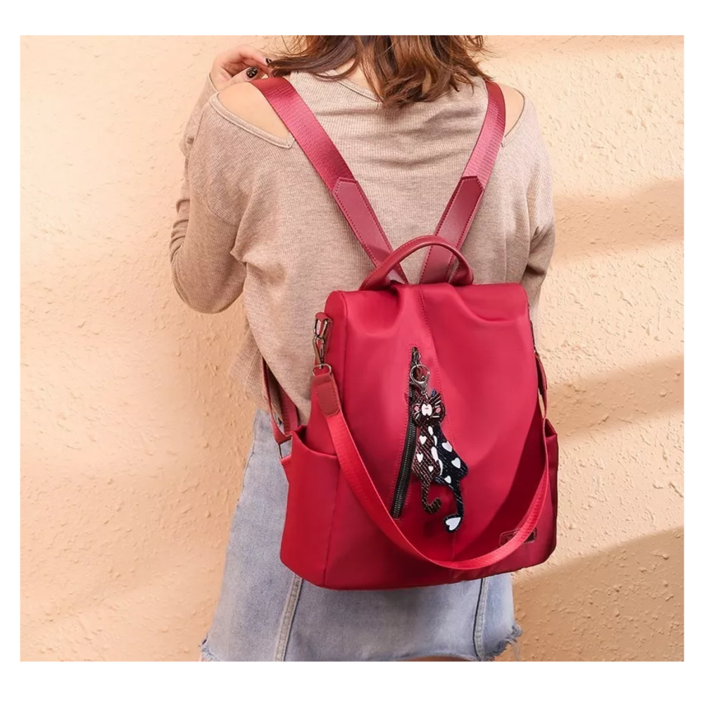 Foto 5 pulgar | Mochila Bolsa Para Dama Antirrobo Impermeable Nailon Moda Clásico Roja Belug