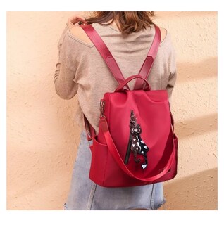 Foto 4 | Mochila Bolsa Para Dama Antirrobo Impermeable Nailon Moda Clásico Roja Belug
