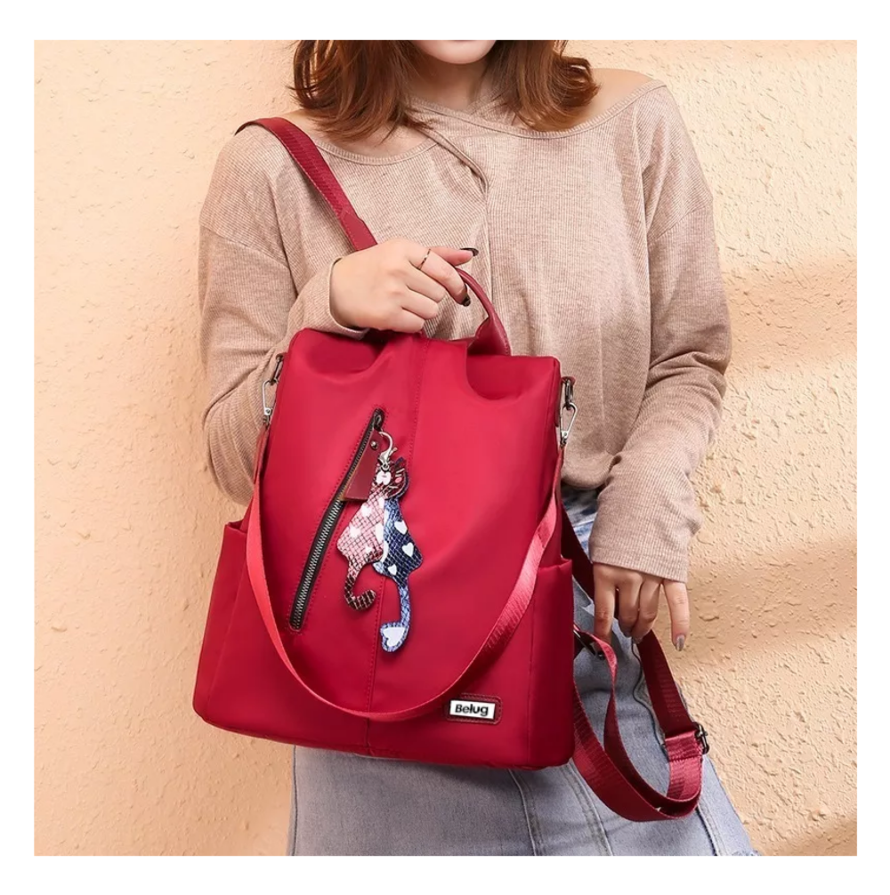 Foto 6 pulgar | Mochila Bolsa Para Dama Antirrobo Impermeable Nailon Moda Clásico Roja Belug