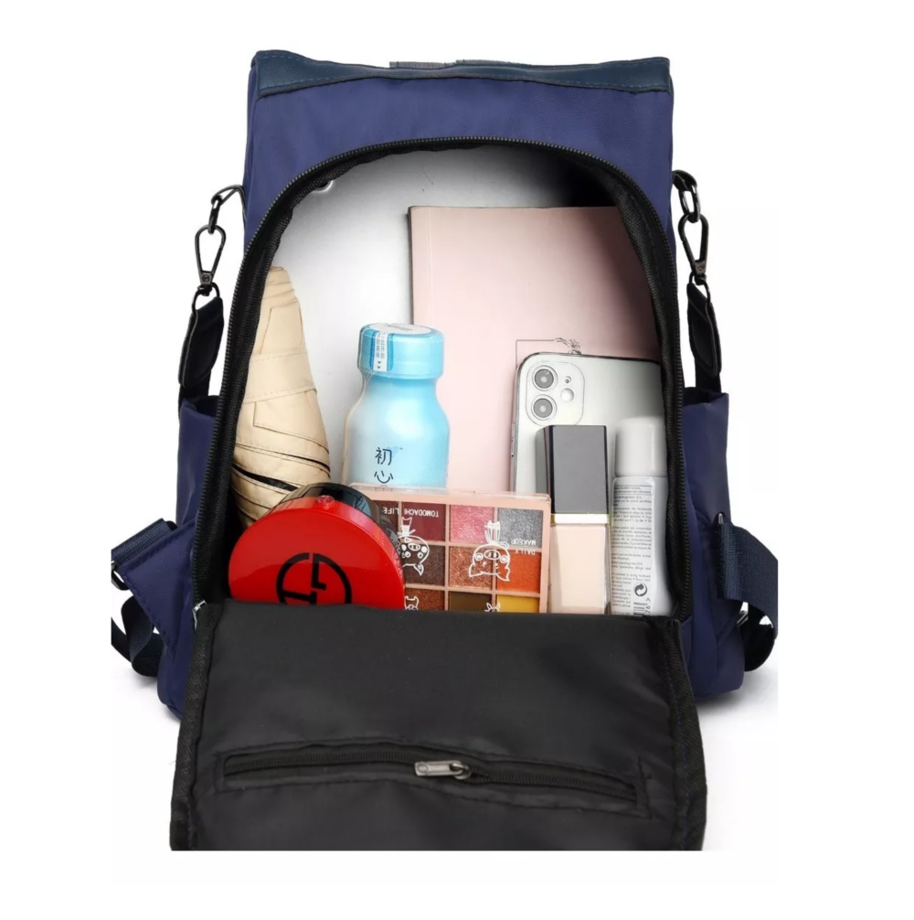 Foto 4 pulgar | Mochila Bolsa Antirrobo Impermeable De Mujer Azul Marino Belug