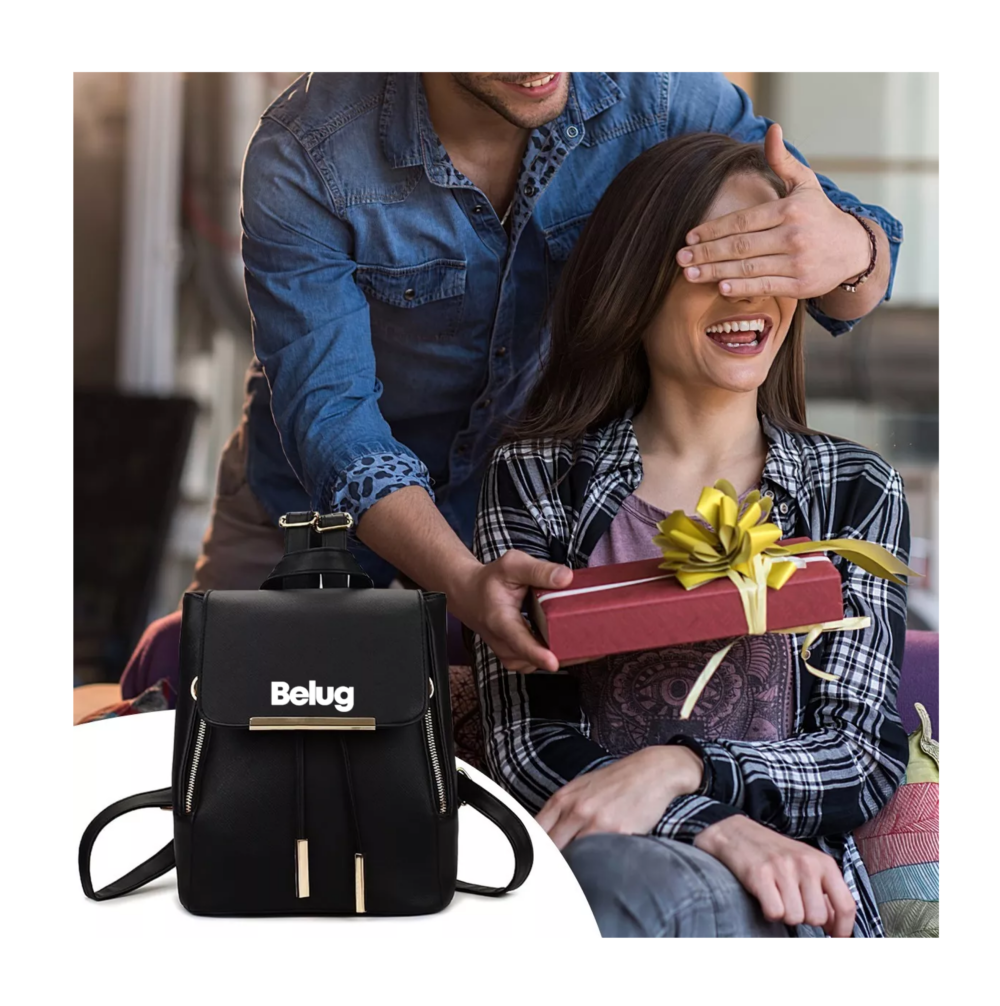Foto 3 pulgar | Language Mochila De Mujer Bolsa Con Metálica Moda Impermeable Casual Negro Belug