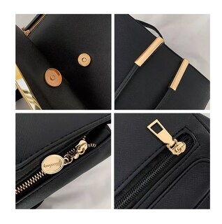 Foto 5 | Language Mochila De Mujer Bolsa Con Metálica Moda Impermeable Casual Negro Belug