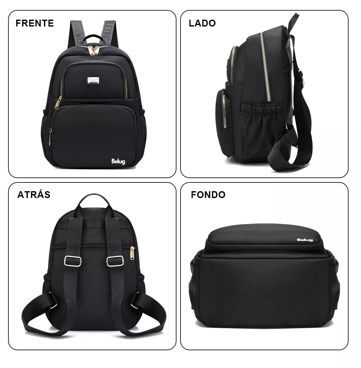 Foto 3 | Mochila Bolso De Mujer Belug Impermeable Antirrobo Color Negro