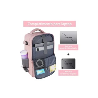 Foto 5 | Mochila De Viaje Para Mujer Lab.g, Aprobado Por Avión 10kg, Antirrobo Rosa