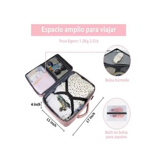 Foto 7 | Mochila De Viaje Para Mujer Lab.g, Aprobado Por Avión 10kg, Antirrobo Rosa