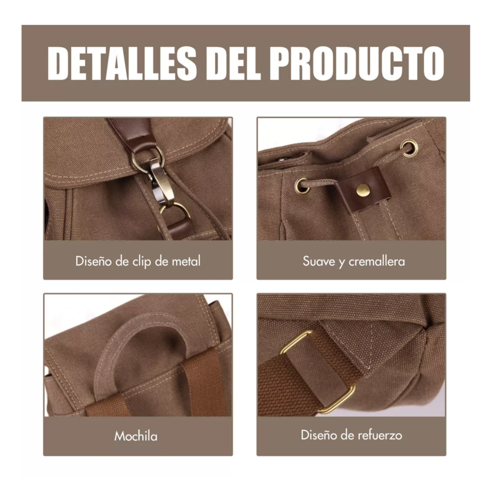 Foto 3 pulgar | Mochila Escolar Antirrobo Para Mujer Mochila De Lona Se Adapta Una Laptop De 13 Pulgadas Marrón Belug