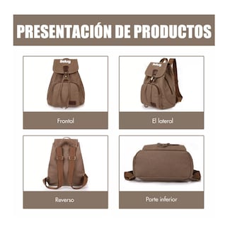 Foto 3 | Mochila Escolar Antirrobo Para Mujer Mochila De Lona Se Adapta Una Laptop De 13 Pulgadas Marrón Belug